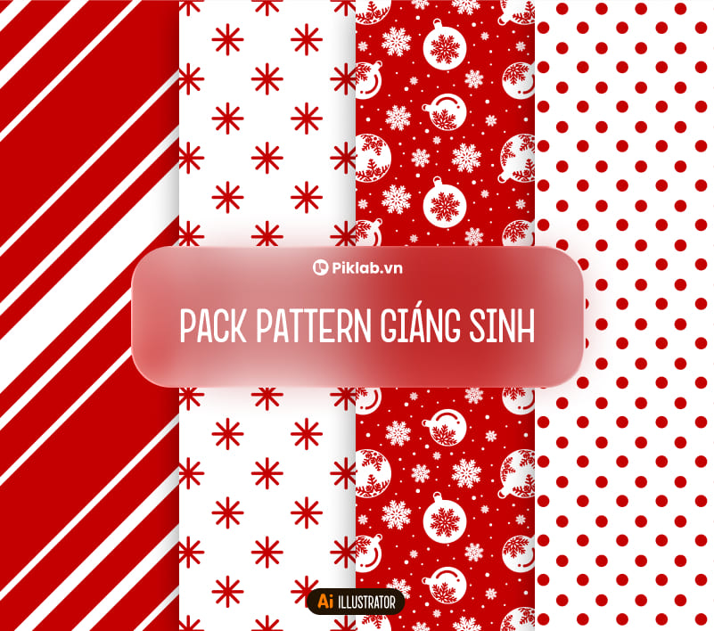 Noel Christmas Design Pattern Pack, Bộ Pattern Hoa Văn Giáng Sinh Đẹp Cho Thiết Kế, Họa Tiết Bóng Trang Trí, Bông Tuyết, Chấm Bi, Kẻ Sọc Chéo